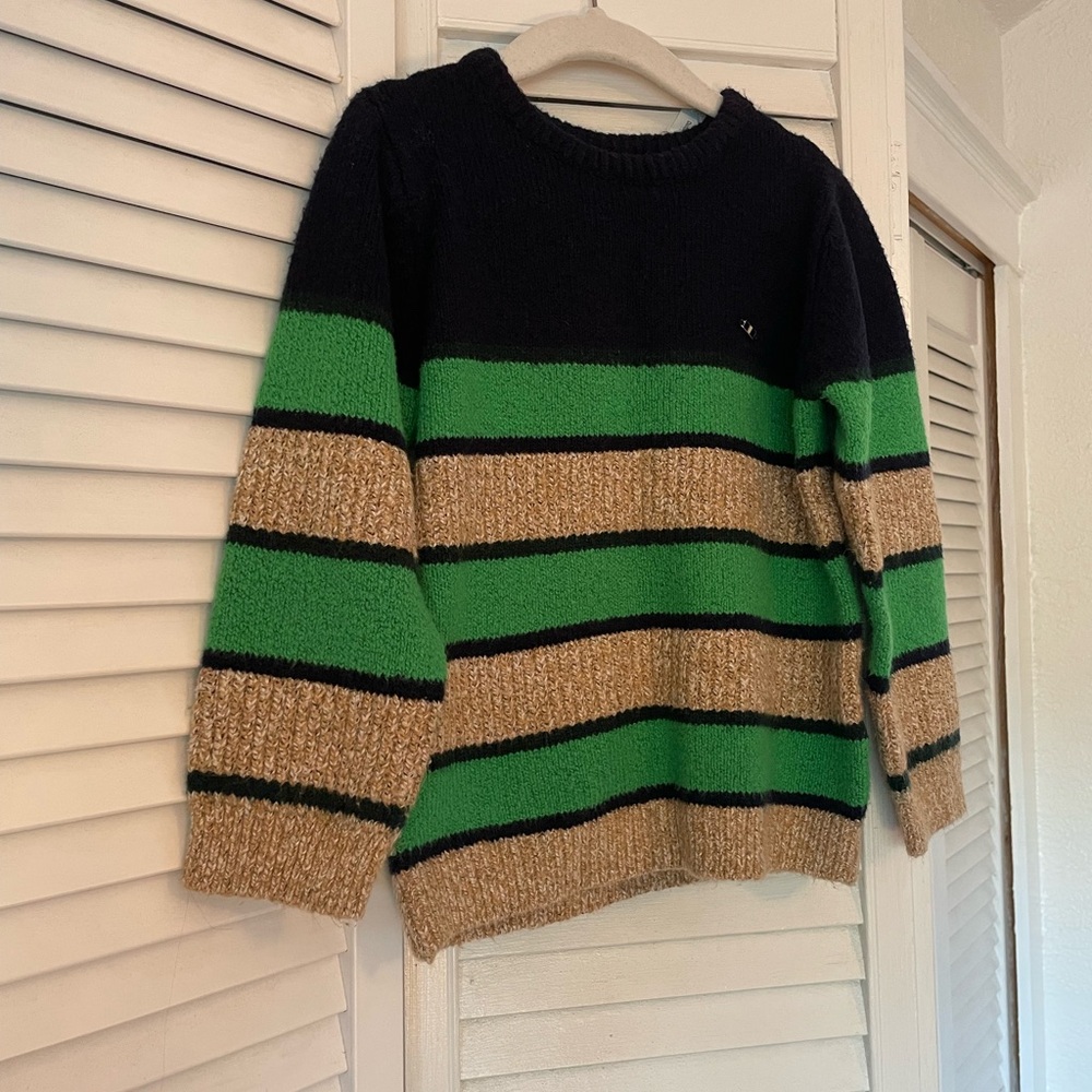 Mayoral Striped Green, Navy and Tan Boy’s Sweater Size 5